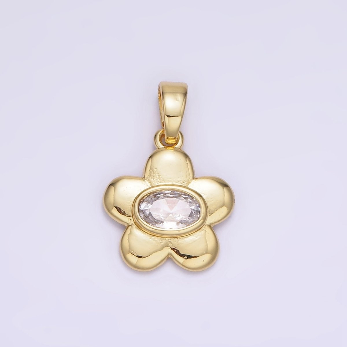18K Gold Filled Oval CZ Chubby Daisy Flower Petal | AH148