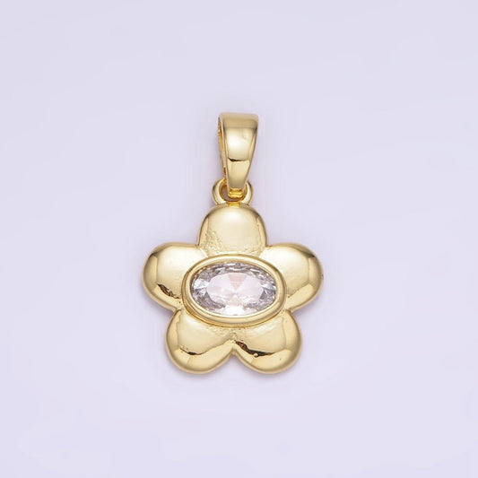 18K Gold Filled Oval CZ Chubby Daisy Flower Petal | AH148