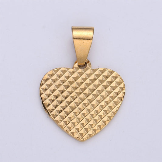 18k Gold Filled Pendant Faceted Heart Charm for necklace Heart Medallion Pendant I-155