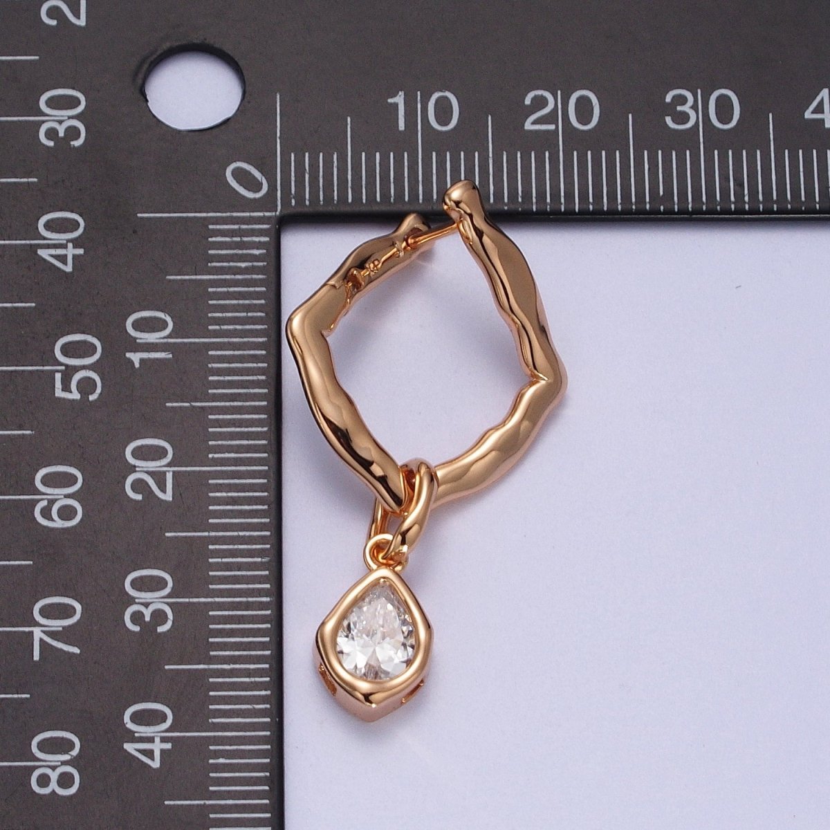 18K Gold Filled Purple, Clear, Green, Pink Teardrop CZ Rhombus Dangle Earrings | V-009 - V-010