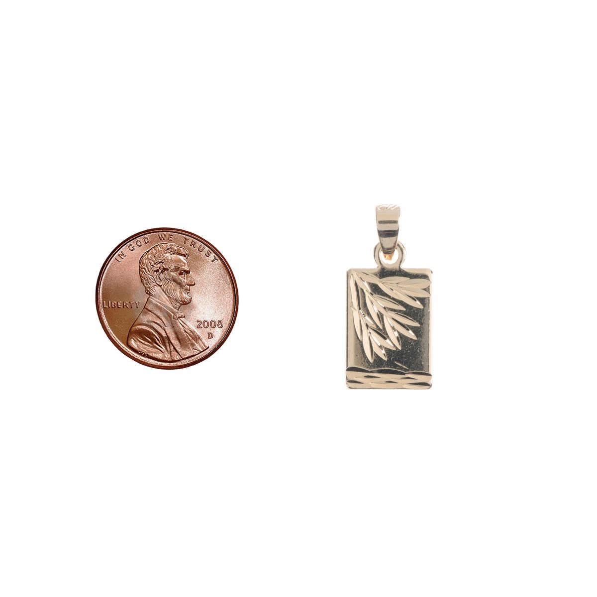18K Gold Filled Rectangle Minimalist Bar, Wheat Plant Tree Life Bails Findings for Earring Necklace Jewelry Making Supplies H-758