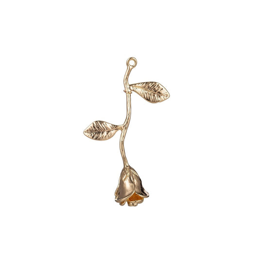18k Gold Filled Rose Pendant Gold Rose Charm Charm Floral, Flower Belle Layered Necklace Pendant Bails for Jewelry Making E-873
