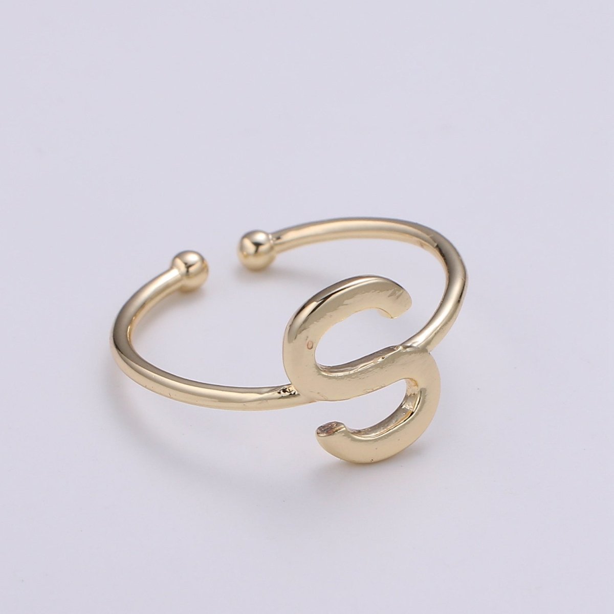 18K Gold Filled "S" Adjustable Ring - R284