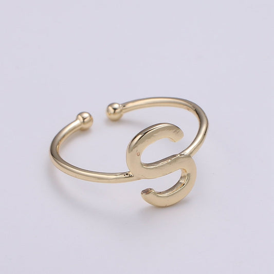 18K Gold Filled "S" Adjustable Ring - R284