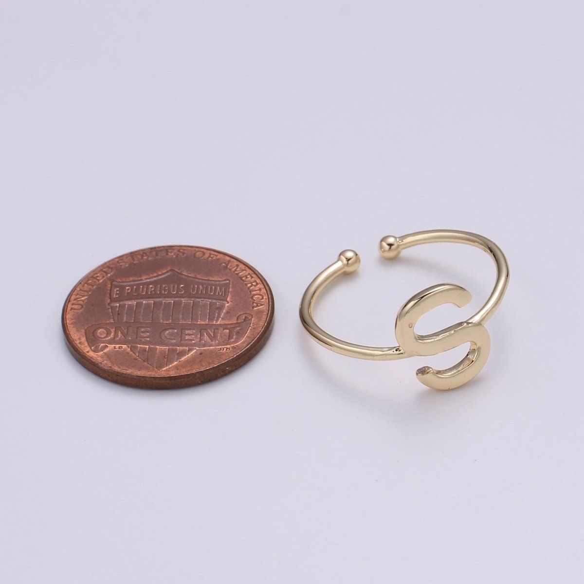 18K Gold Filled "S" Adjustable Ring - R284