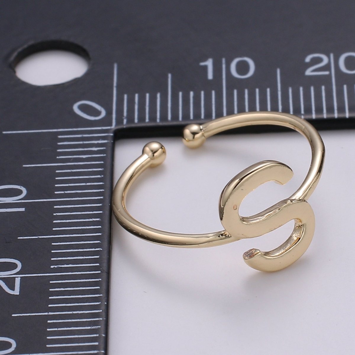 18K Gold Filled "S" Adjustable Ring - R284