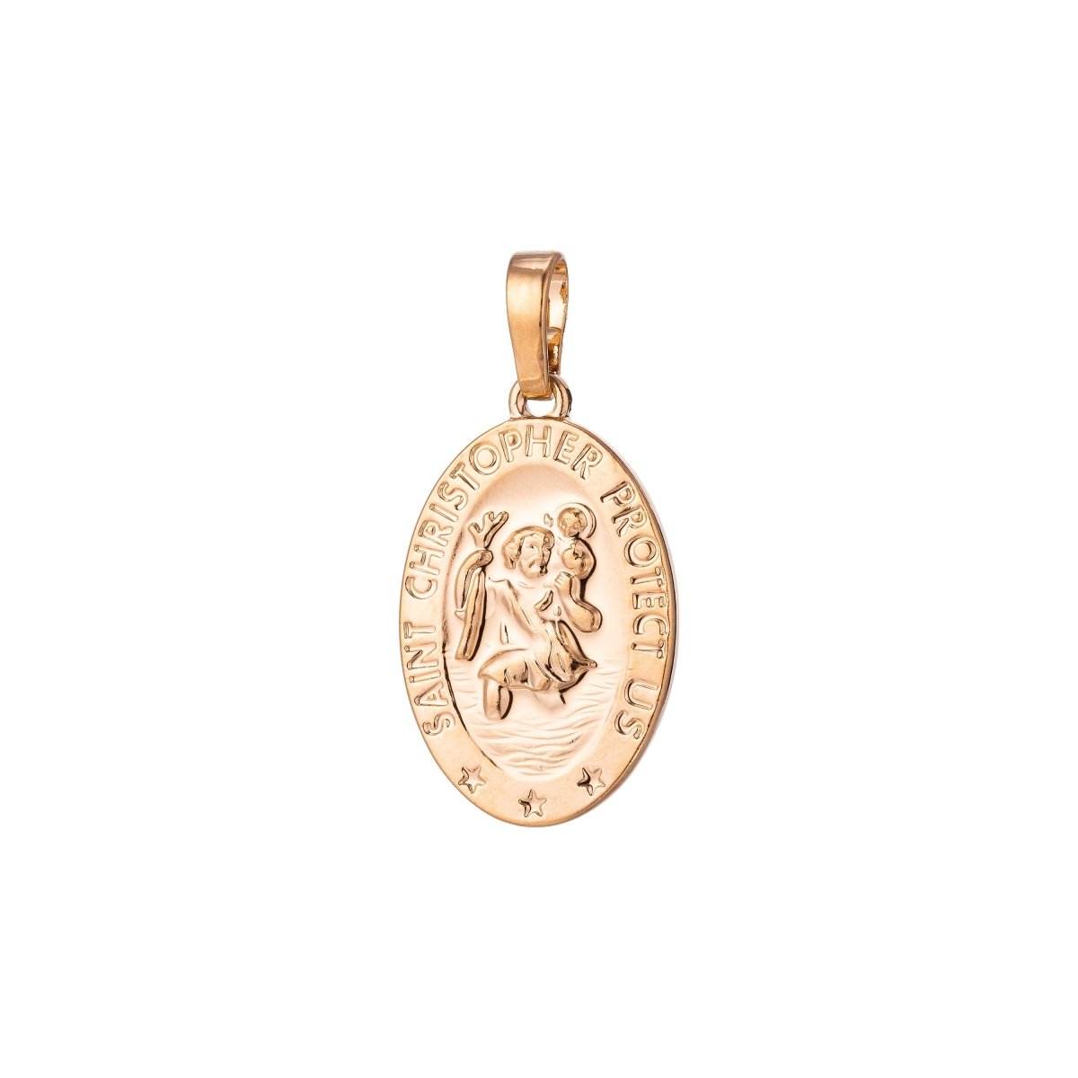 18K Gold Filled Saint Christopher PENDANT, Dainty Protection Charm, Gold Medallion Pendant, Traveling Saint Charm, Traveler's Necklace H-858