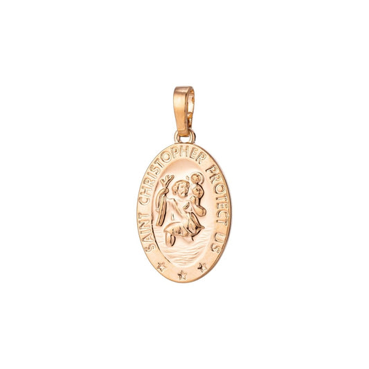 18K Gold Filled Saint Christopher PENDANT, Dainty Protection Charm, Gold Medallion Pendant, Traveling Saint Charm, Traveler's Necklace H-858