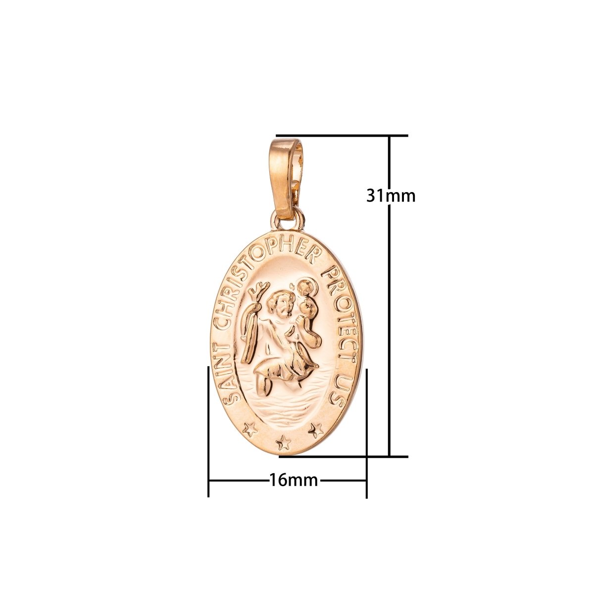 18K Gold Filled Saint Christopher PENDANT, Dainty Protection Charm, Gold Medallion Pendant, Traveling Saint Charm, Traveler's Necklace H-858