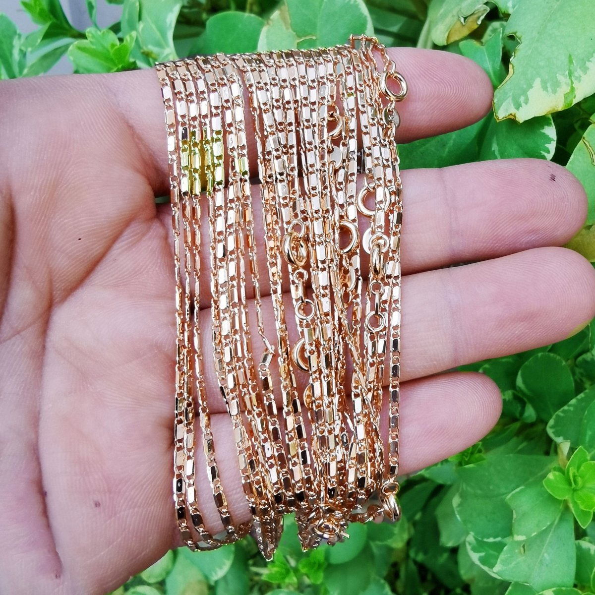 18K Gold Filled Scroll Chain Necklace, 17.6 Inch Finished Pink Gold Necklace, Dainty 1.6mm Designed Necklace w/ Spring Ring | CN-797  Clearance Pricing