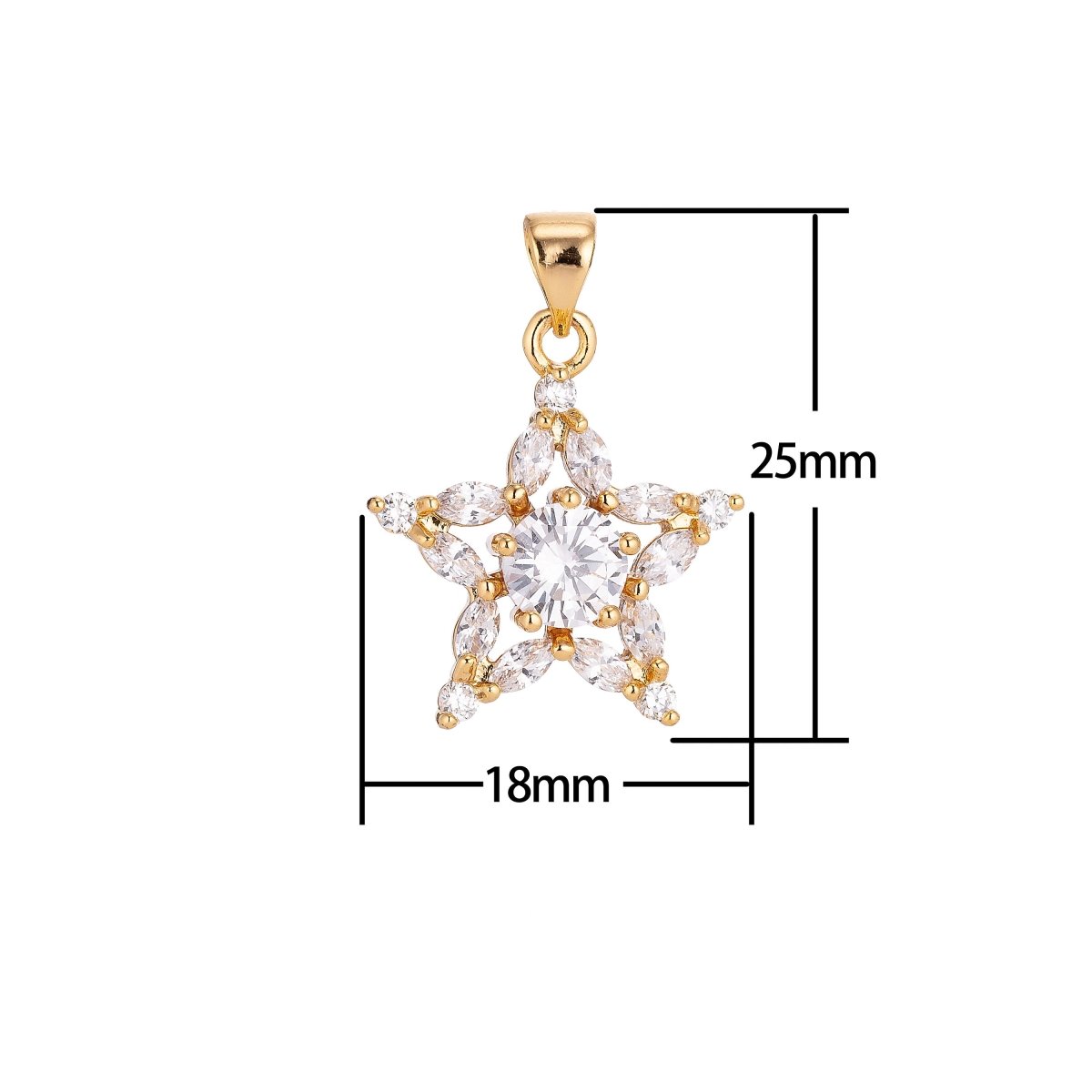 18k Gold Filled Shine bright Star in CZ H-268