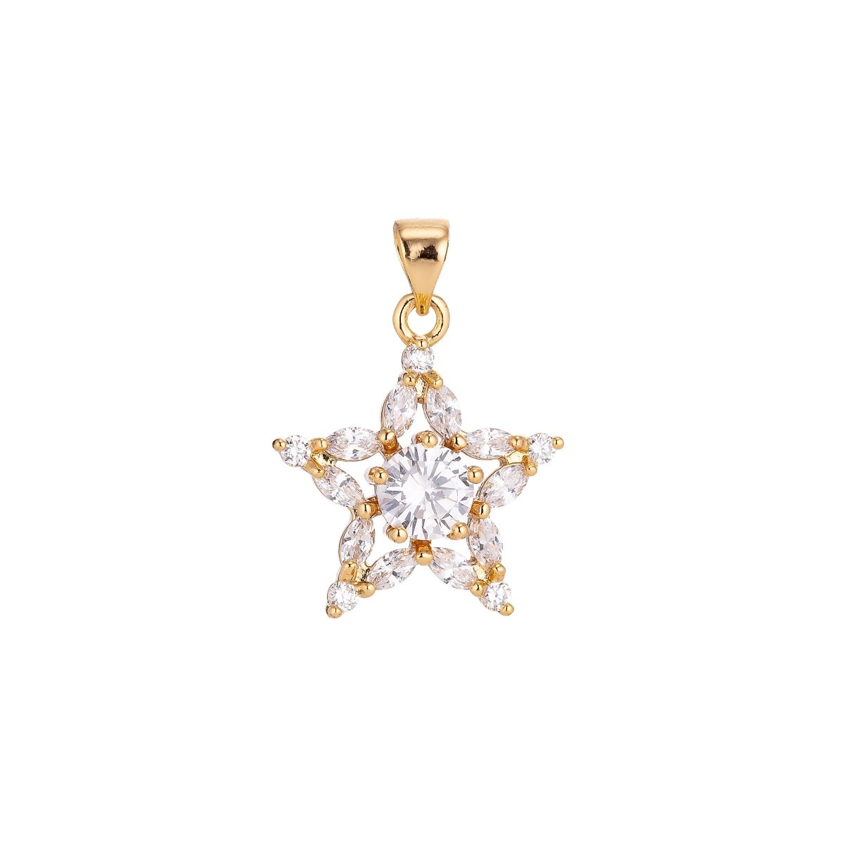 18k Gold Filled Shine bright Star in CZ H-268