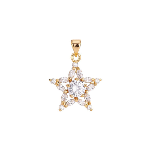 18k Gold Filled Shine bright Star in CZ H-268