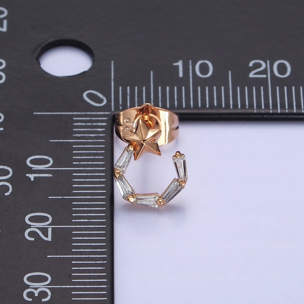 18K Gold Filled Shooting Star Celestial Baguette C Stud Earrings | AD1321