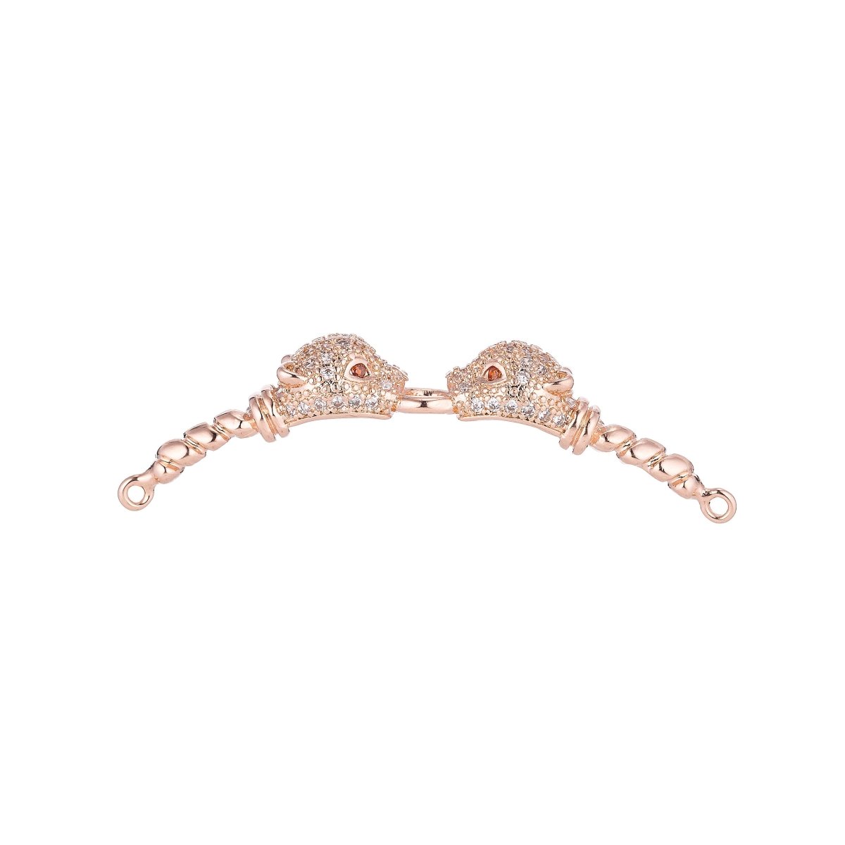 18K Gold Filled Sparkling Shiny Panther Head Cubic Zirconia Bracelet Charm Bead Finding Connector For Jewelry Making F-071