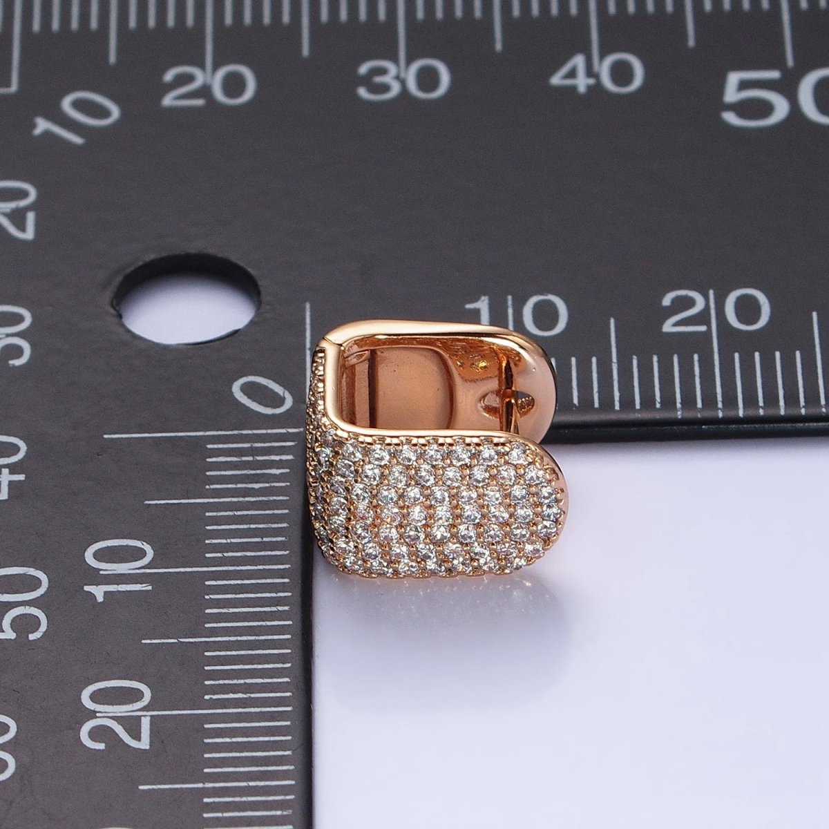 18k Gold Filled Square Huggie Hoop Earring with Micro Pave CZ Stone AB792