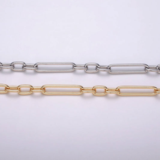 18K Gold Filled Stadium Chain by Yard Figaro Long and Short Fancy Wholesale bulk by Yard for Jewelry Making | ROLL-1259 ROLL-1260 Clearance Pricing