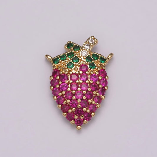 18k Gold Filled Strawberry Charm Connector Double loop for Link connector for Necklace bracelet supply Y-398