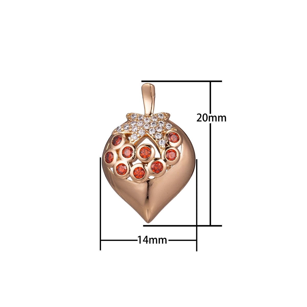 18K Gold Filled Strawberry Charm Red Strawberry Pendant for Layer Necklace Finding Jewelry Making Supply H-850