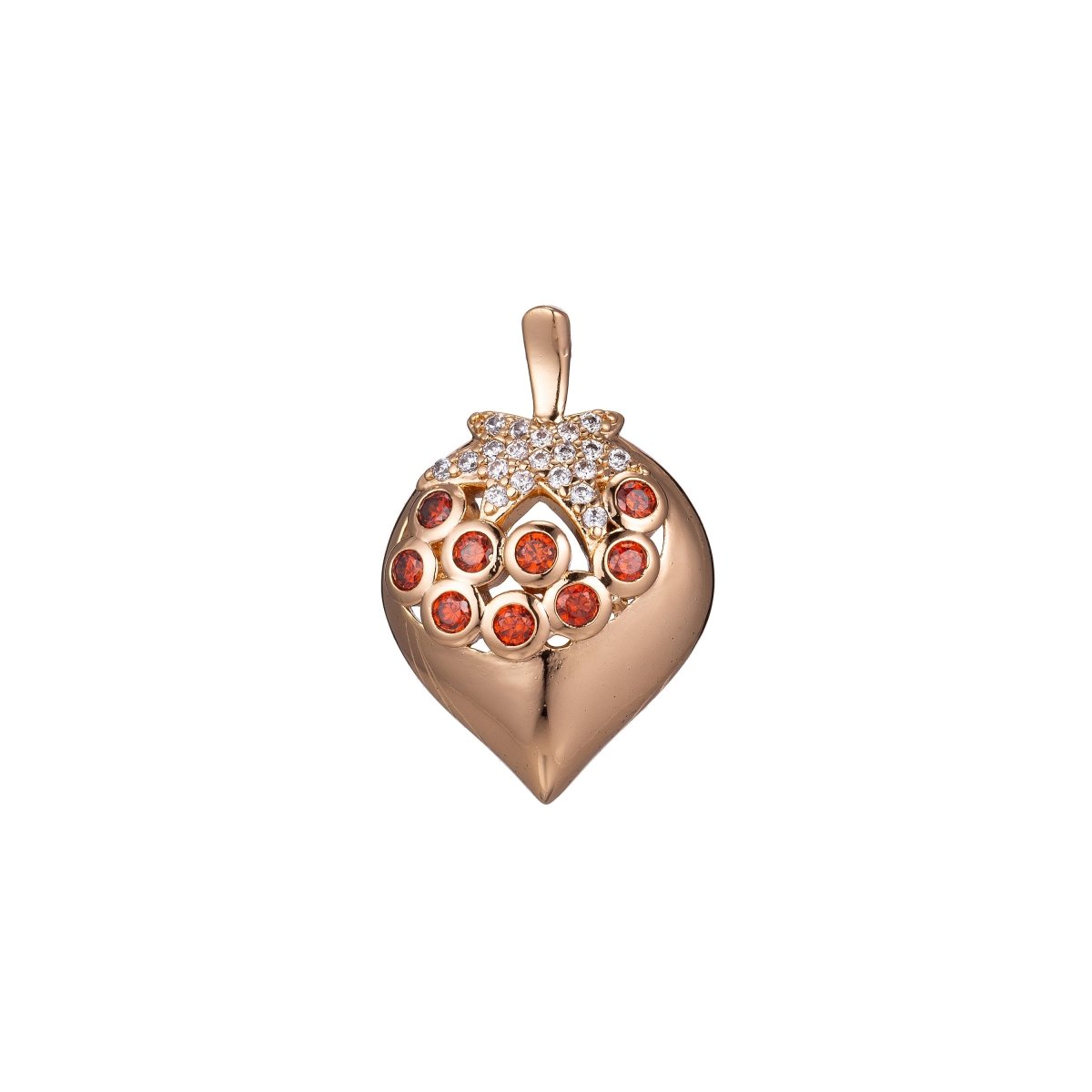 18K Gold Filled Strawberry Charm Red Strawberry Pendant for Layer Necklace Finding Jewelry Making Supply H-850