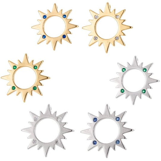 18k Gold Filled Sun Charm Pendant, Dainty Sun Burst Pendant SunBurst Necklace Earring Charm Pendant, K-057-K-059