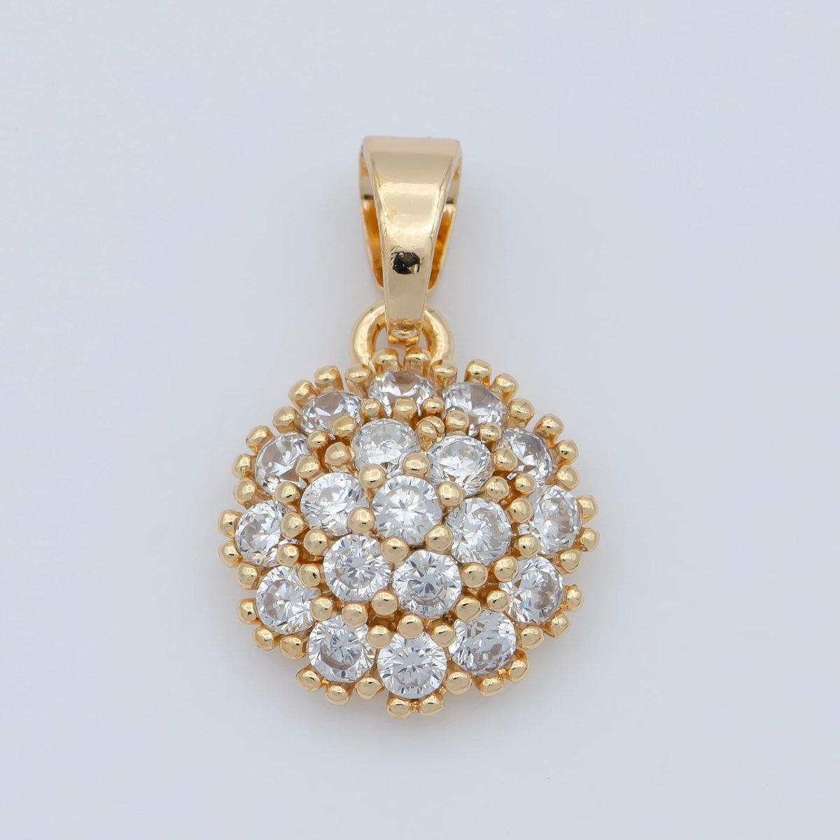 18K Gold Filled Sun CZ paved Charm, Bright Cubic Micro paved Pendant Celestial Jewelry Craft Supply, Sunshine, Sunburst, Nature Lover Gift I-090