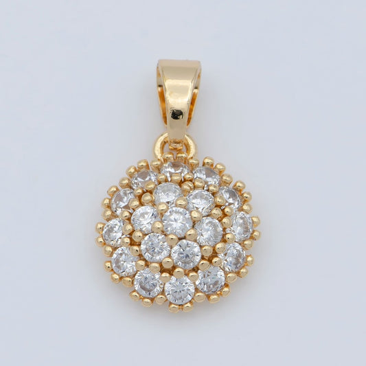 18K Gold Filled Sun CZ paved Charm, Bright Cubic Micro paved Pendant Celestial Jewelry Craft Supply, Sunshine, Sunburst, Nature Lover Gift I-090