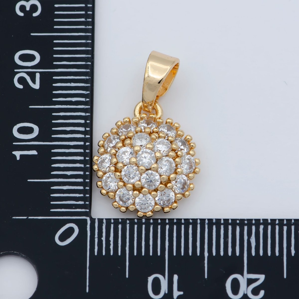 18K Gold Filled Sun CZ paved Charm, Bright Cubic Micro paved Pendant Celestial Jewelry Craft Supply, Sunshine, Sunburst, Nature Lover Gift I-090
