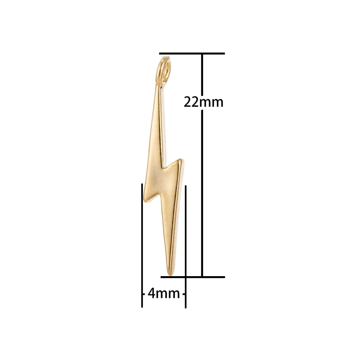 18K Gold Filled Teeny Tiny Lightning Bold Charms - 22mm x 4mm electric thunder storm bolt earring necklace jewelry supplies C-294