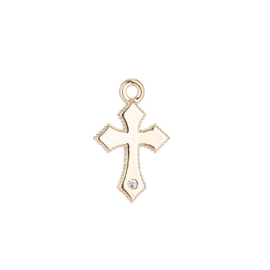 18k Gold Filled Tiny Dainty Small Cross Charm with Cubic Zircon CZ for Bracelet Necklace Jewelry Making C-115