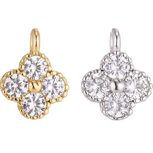 18K Gold Filled Tiny Flower Cubic Zirconia Charm Pendant C-051