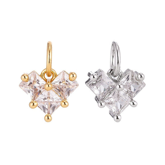 18K Gold Filled Tiny Heart of Gold, Cubic Zirconia Charm Pendant C-053