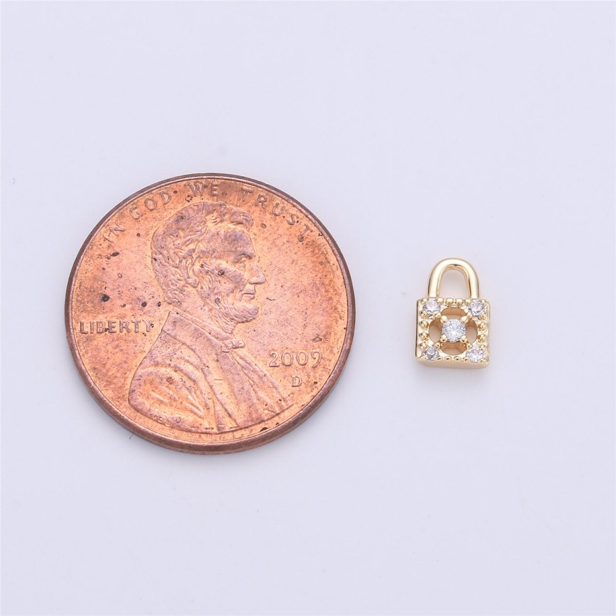 18k Gold Filled Tiny Lock Charm Gold Padlock Charm Micro Pave Lock Charm GF for Necklace Bracelet Earring Jewelry Making Supply 8x5 mm | K-139