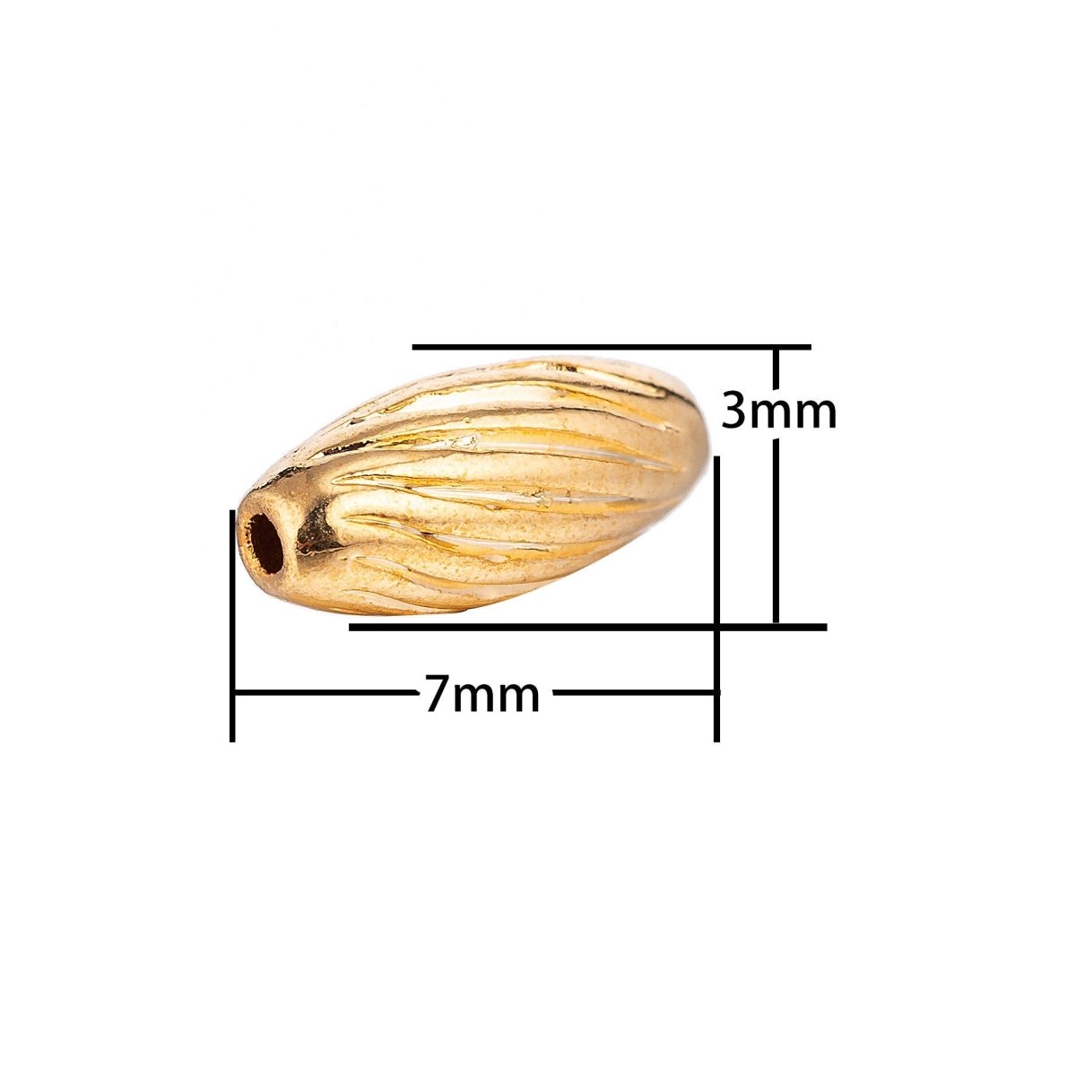 18K Gold Filled Tiny Small Rice Beads Textured Spacer | B-031