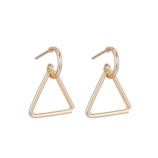 18k Gold Filled Triangle Earrings Post, Handmade Stud Earrings, Geometric Earring Making Findings for Jewelry Making Supplies K-019