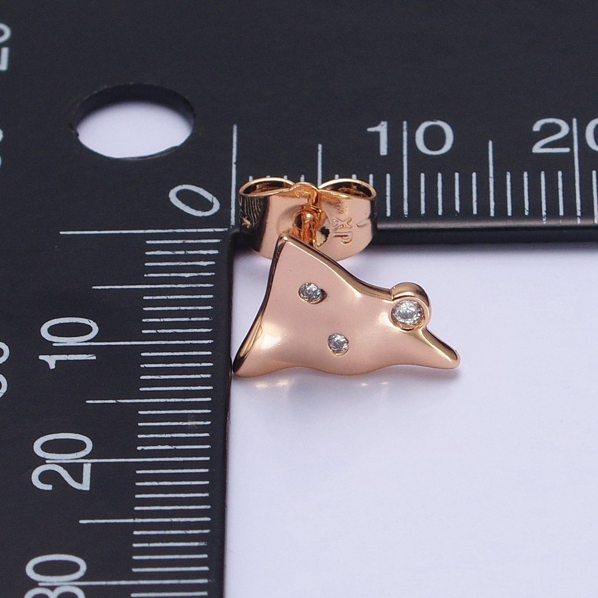 18K Gold Filled Triangle Hammered CZ Dotted Stud Earrings | AD1408