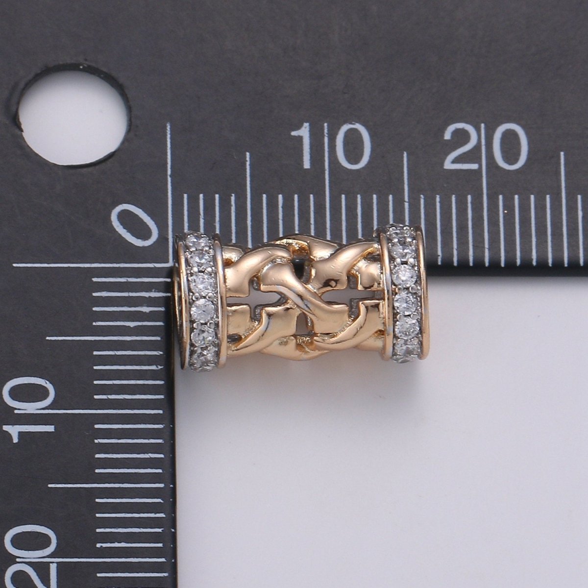 18K Gold Filled Tube beads, clear Micro Pave Bead / CZ Bead / Cubic Zirconia tube beads , For Bracelet Charms, Pave Beads, Bracelet Supply