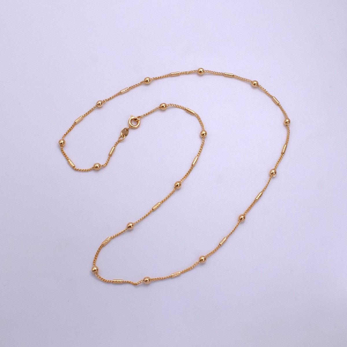 18K Gold Filled Tube Rope Satellite Chain 18 Inch Necklace | CN-645