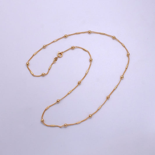 18K Gold Filled Tube Rope Satellite Chain 18 Inch Necklace | CN-645