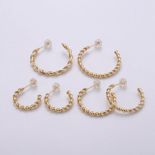 18k Gold Filled Twisted Rope Hoops,Swirl Twist Hoops, Twisted Hoops Gold, Gold Hoop Earrings, Minimalist Earrings, Boho Hoop Earrings Gift Q-092 - Q-094