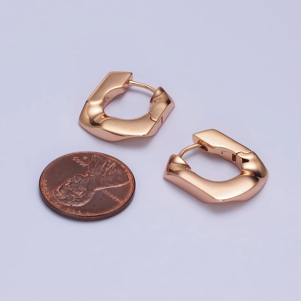 18K Gold Filled U-Shaped Geometric Abstract Huggie Earrings | AB1066