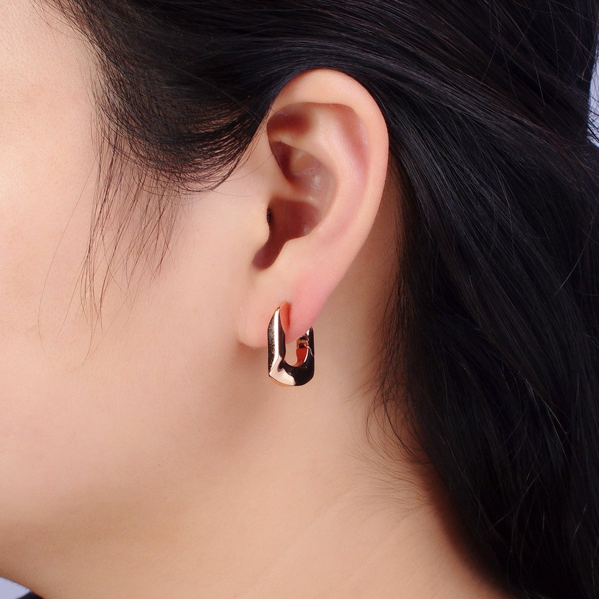 18K Gold Filled U-Shaped Geometric Abstract Huggie Earrings | AB1066