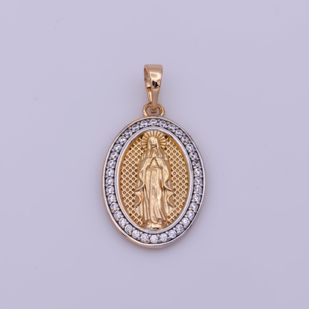 18k Gold Filled Virgin Mary Pendant, Virgin of Guadalupe, Our Lady Guadalupe, Religious / Dije de Guadalupe Medallion Charm N-1447
