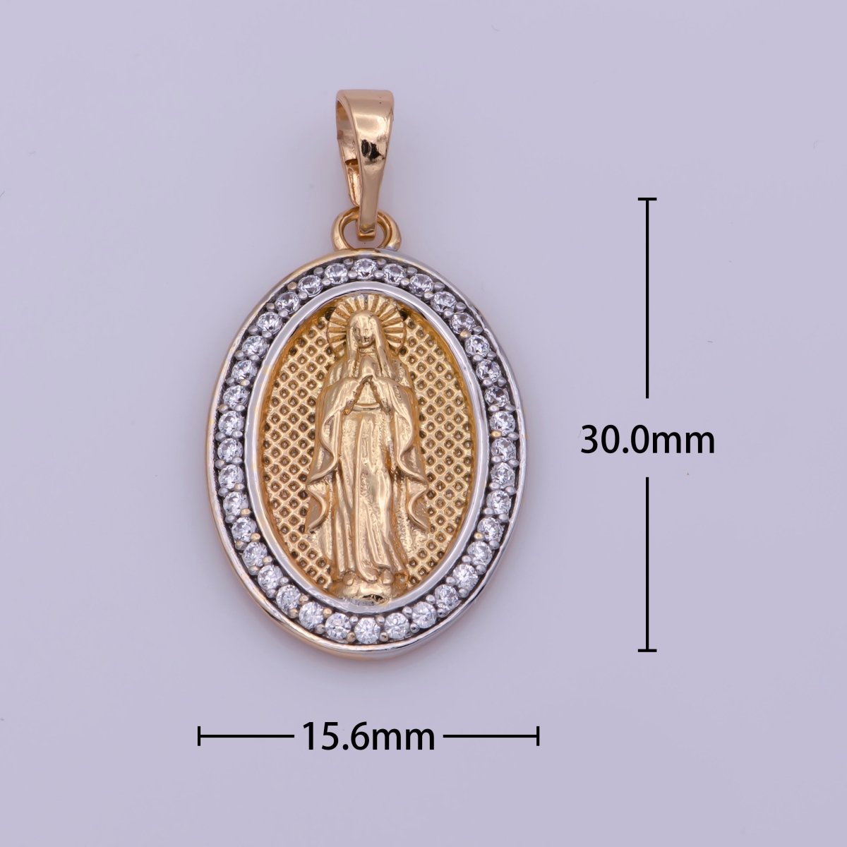 18k Gold Filled Virgin Mary Pendant, Virgin of Guadalupe, Our Lady Guadalupe, Religious / Dije de Guadalupe Medallion Charm N-1447