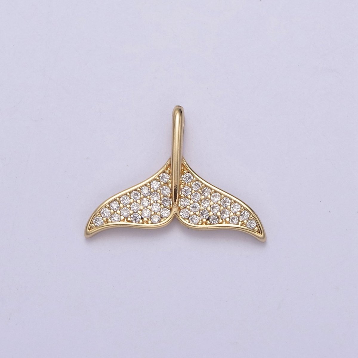 18k Gold Filled Whale Tail Charms, Micro Pave Mermaid Tail Charm, Animal Charms, Dolphin Tail Pendants for Bracelet Necklace N-706