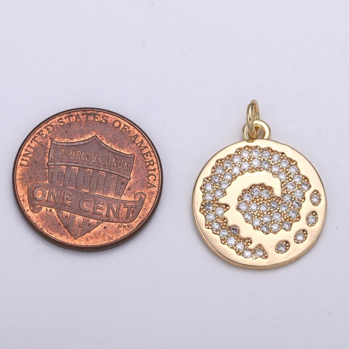 18K Gold Filled Wind Coin Charm  E-096
