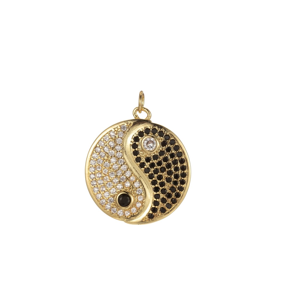 18K Gold Filled Yin Yang Dainty Pendant, Micro Pave YinYang Charm E-870-E-872