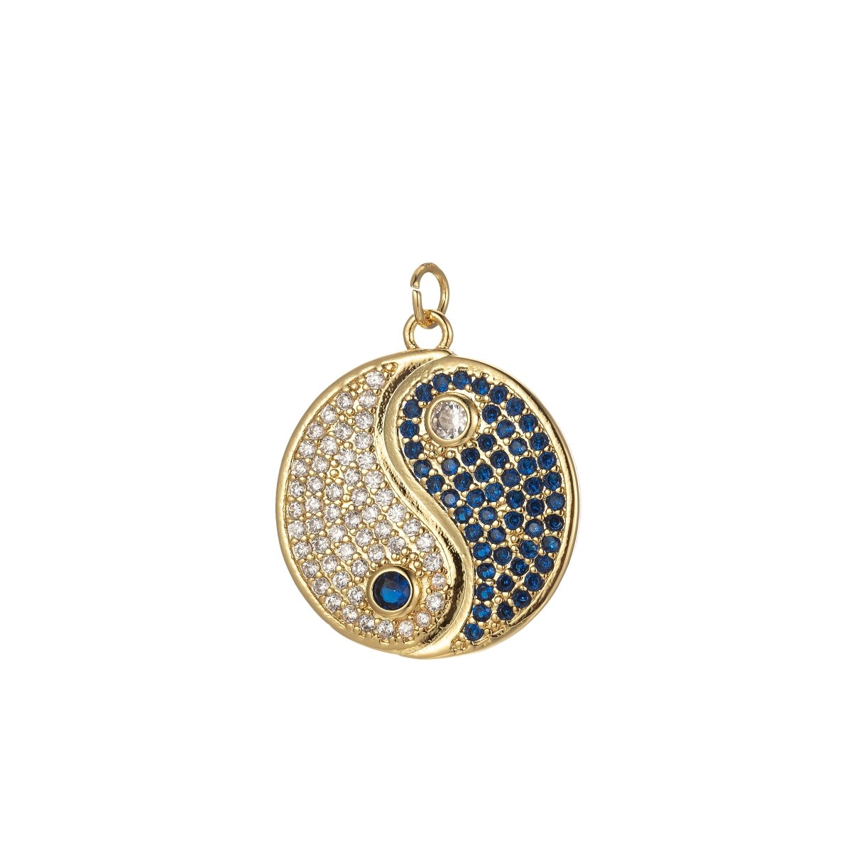 18K Gold Filled Yin Yang Dainty Pendant, Micro Pave YinYang Charm E-870-E-872