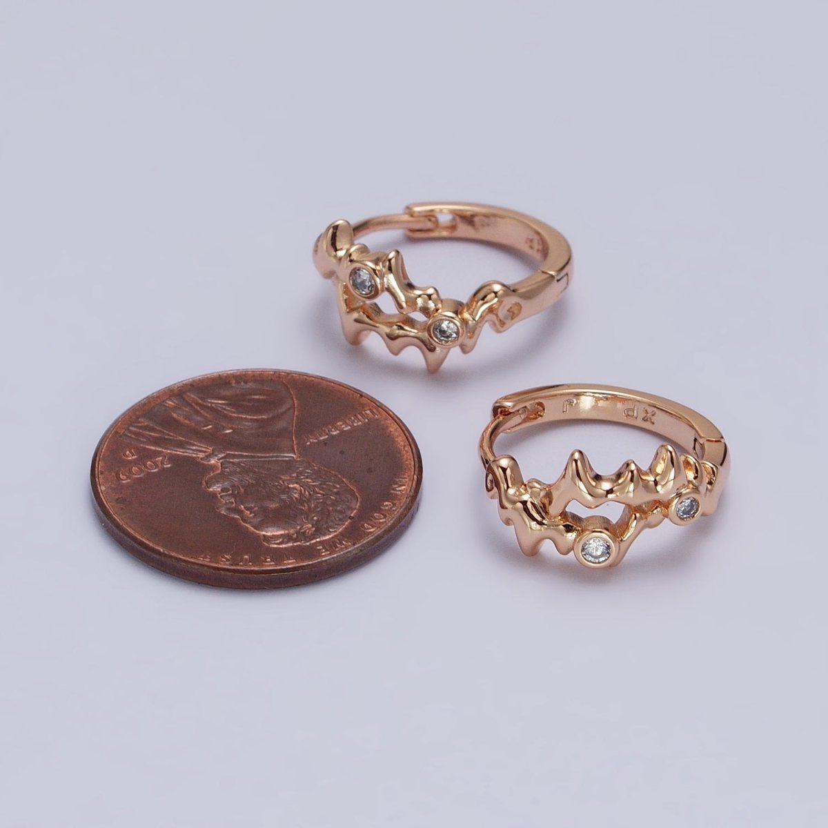 18K Gold Filled ZigZag Charm Hoops Earring Lever Back earring AB1072
