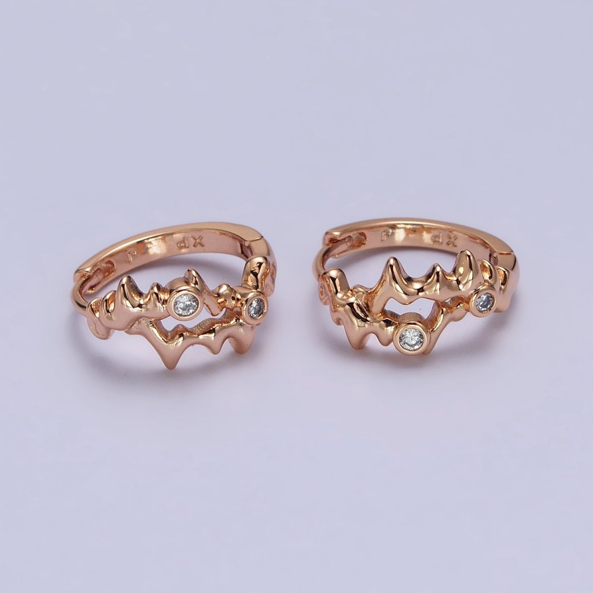 18K Gold Filled ZigZag Charm Hoops Earring Lever Back earring AB1072